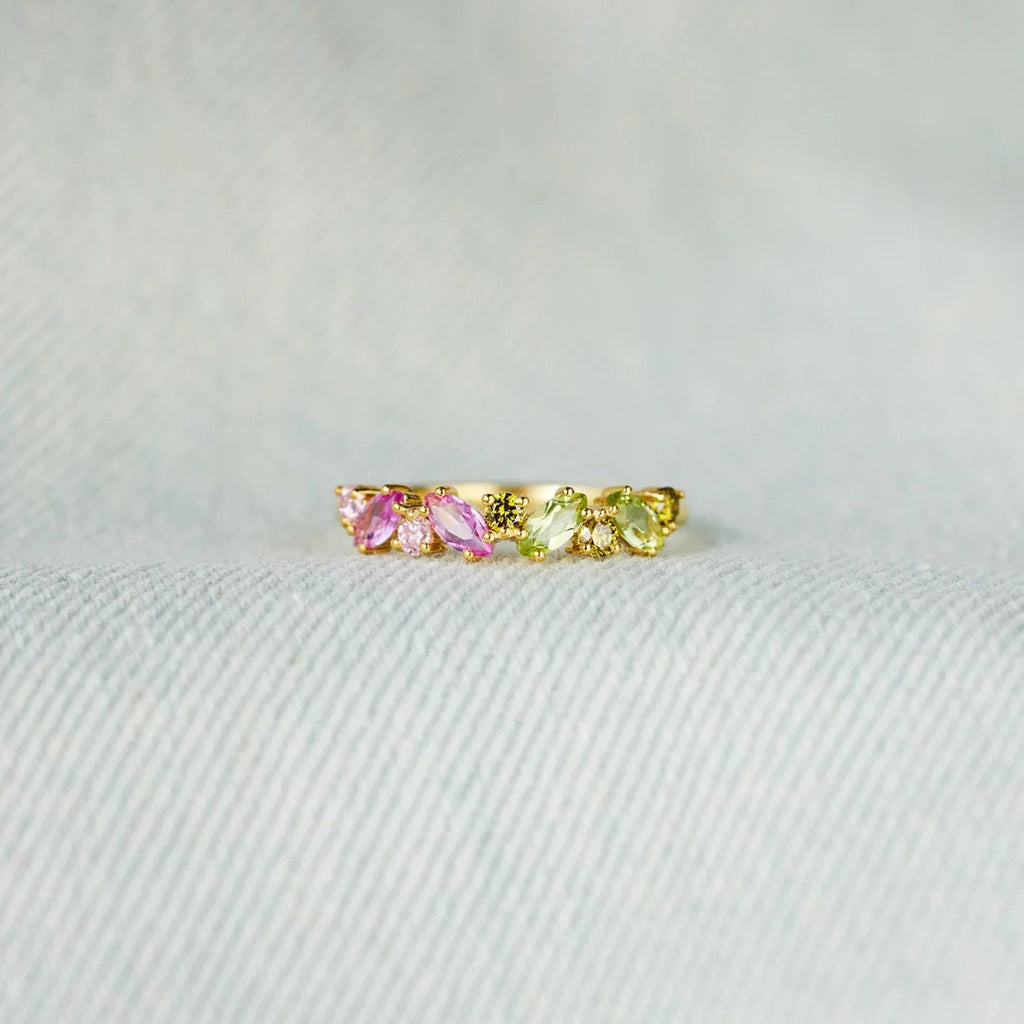 Women's Colorful Zircon Geometric Ring