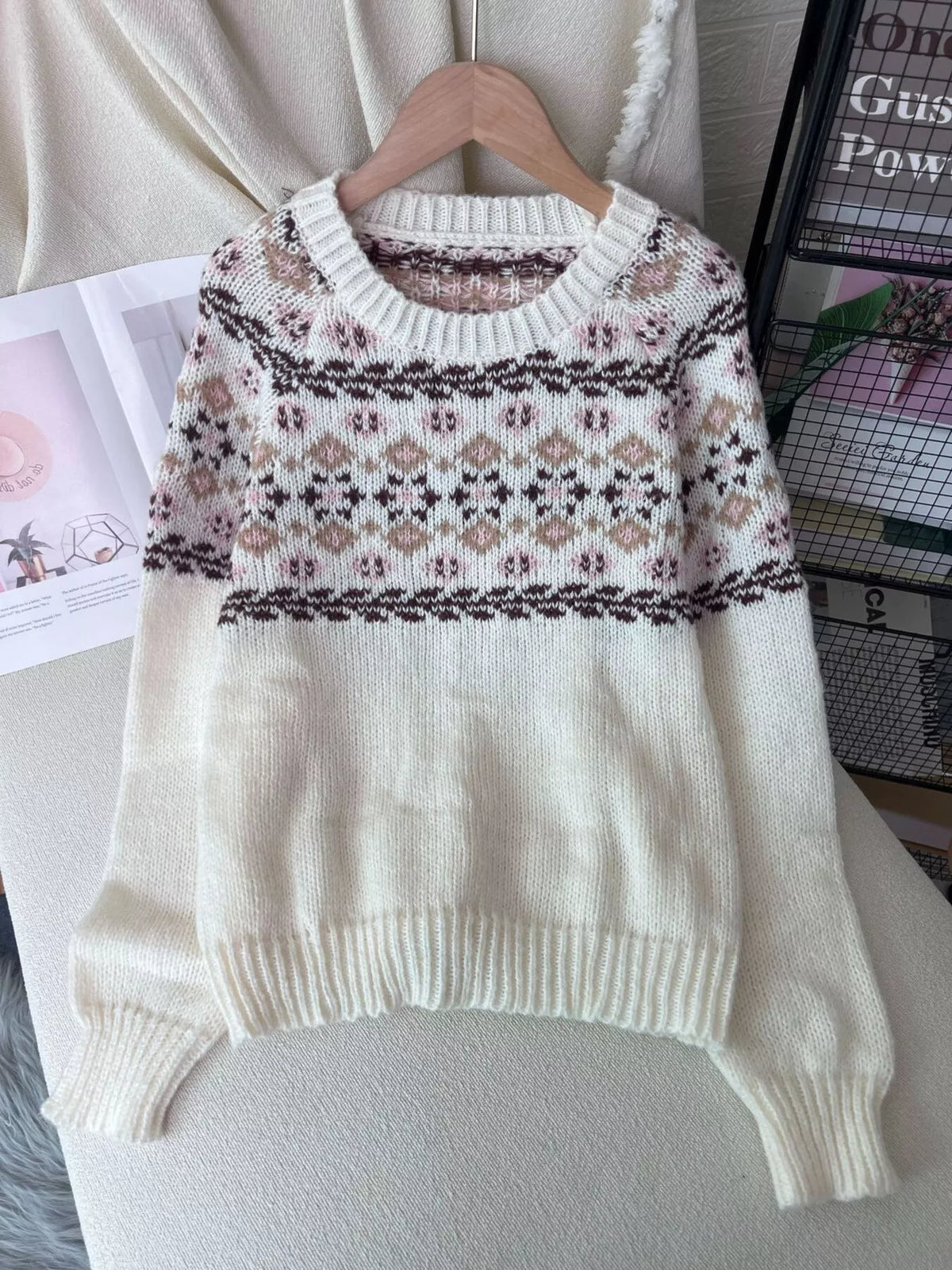 Fair Isle Patterned Round Neck Sweater