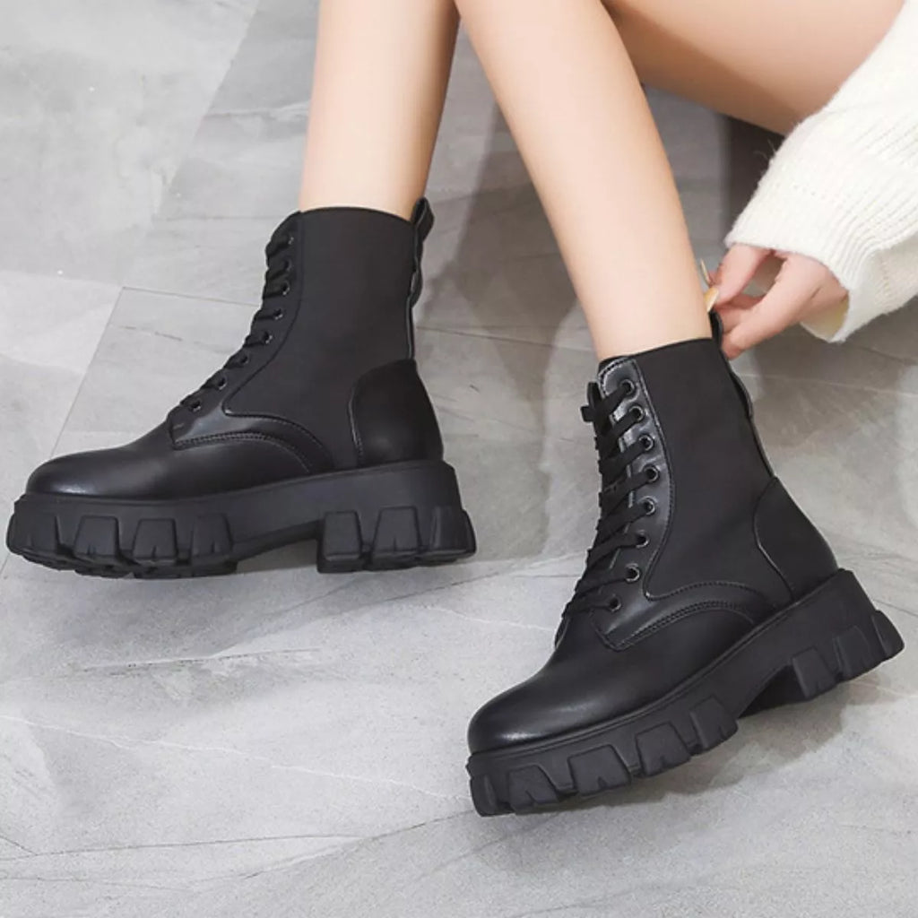 Lace Up Platform Ankle Boots