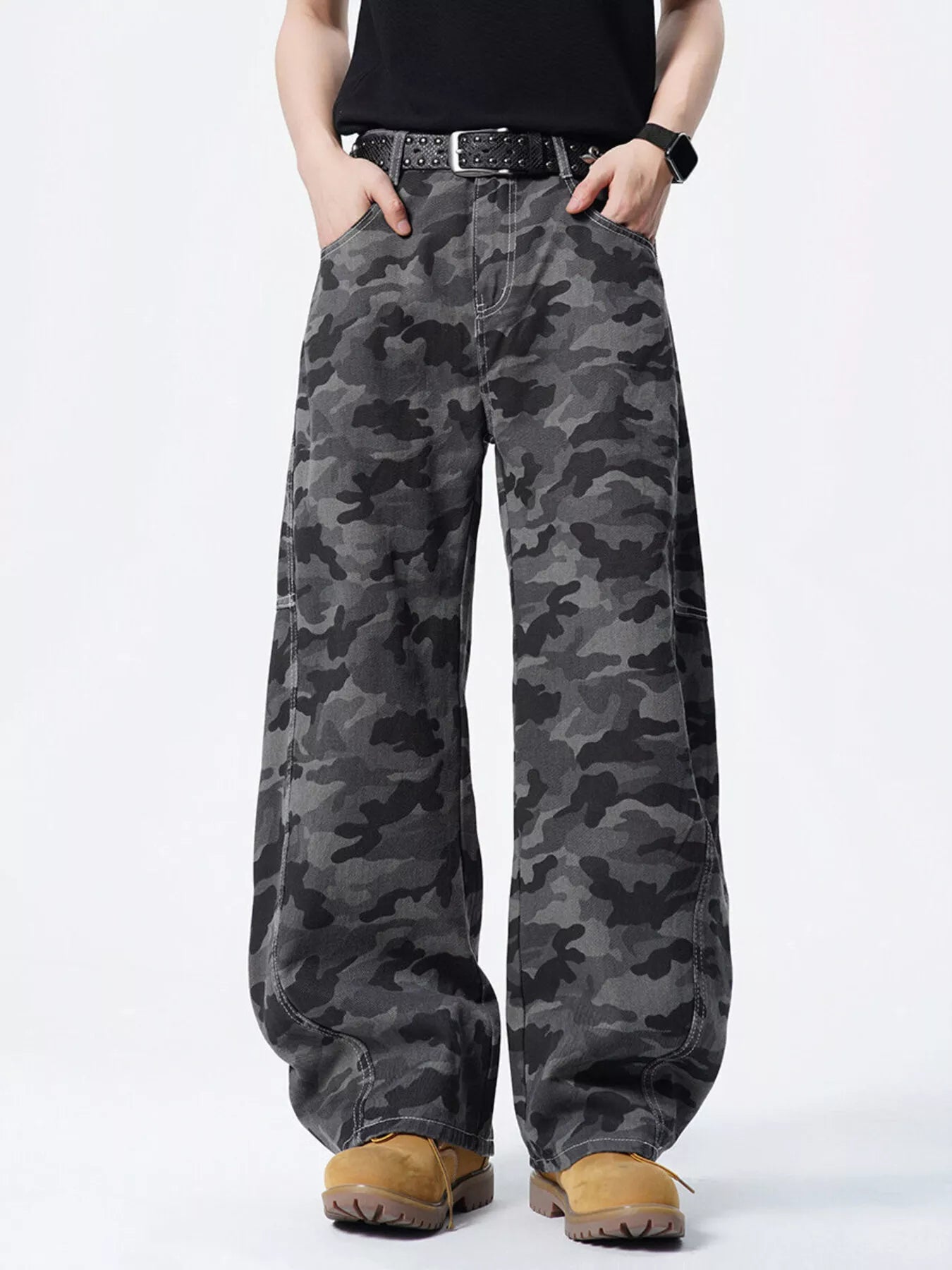 Men's Full Size Loose Fit Camouflage Cargo Pants Plus Size