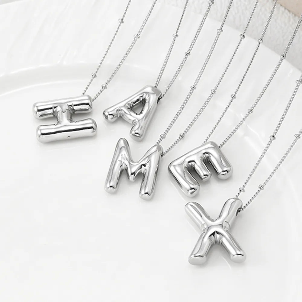 Copper Bubble Letter Initial Pendant Necklace