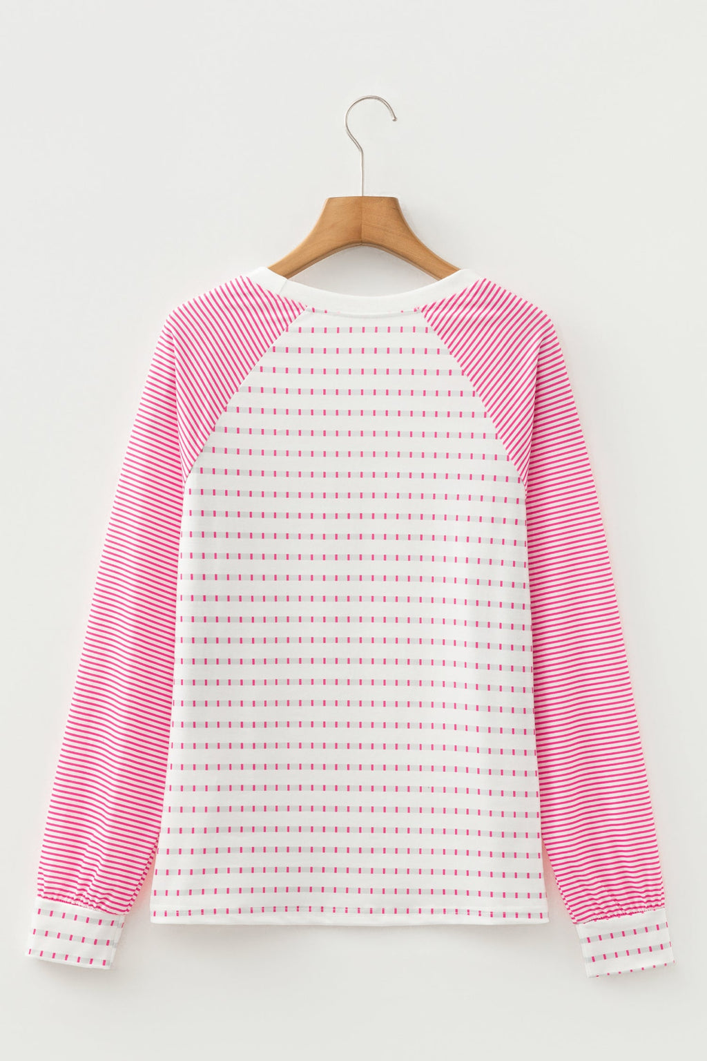 Rose Stripe Raglan Patchwork Long Sleeve Tee