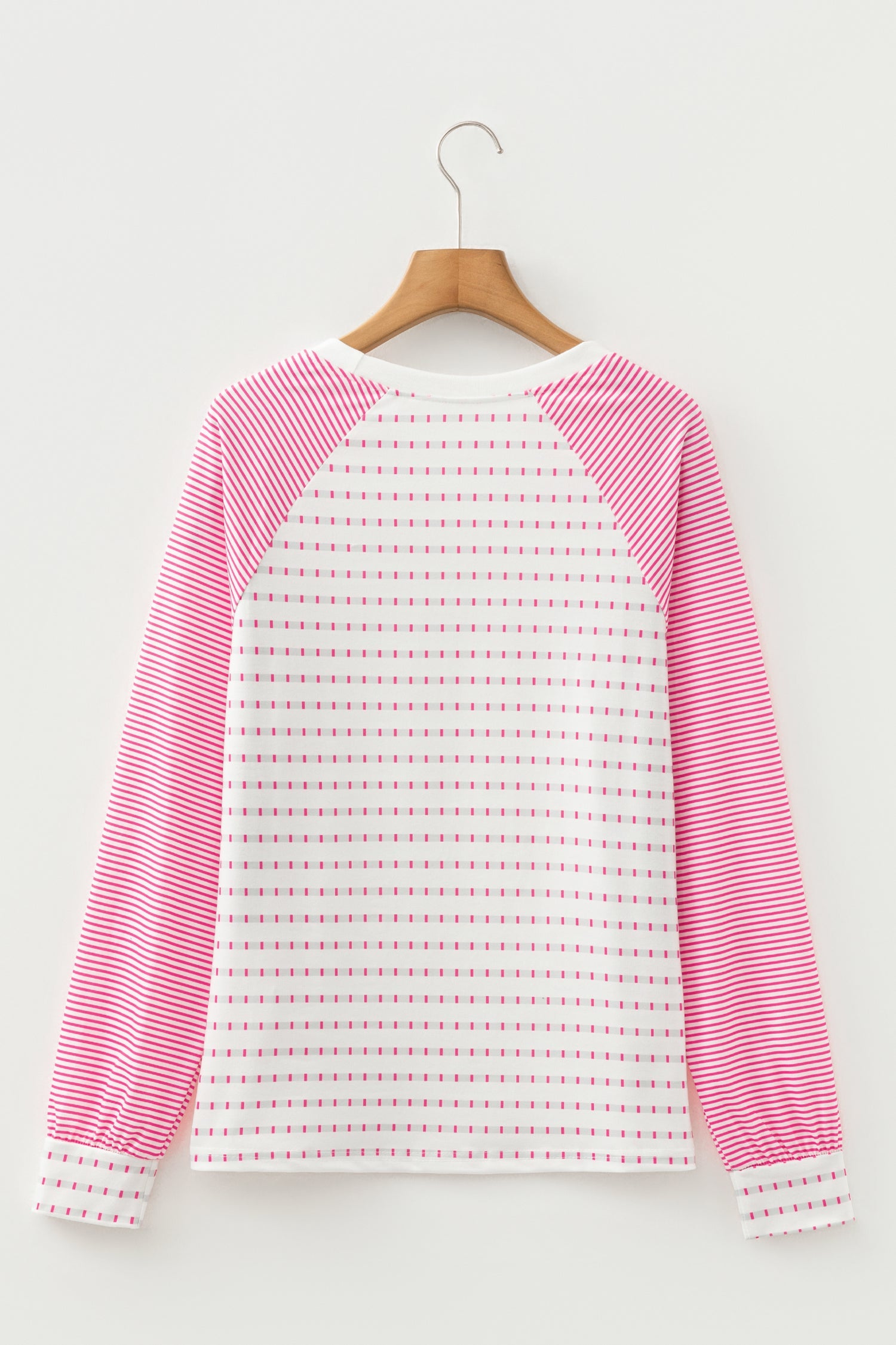 Rose Stripe Raglan Patchwork Long Sleeve Tee