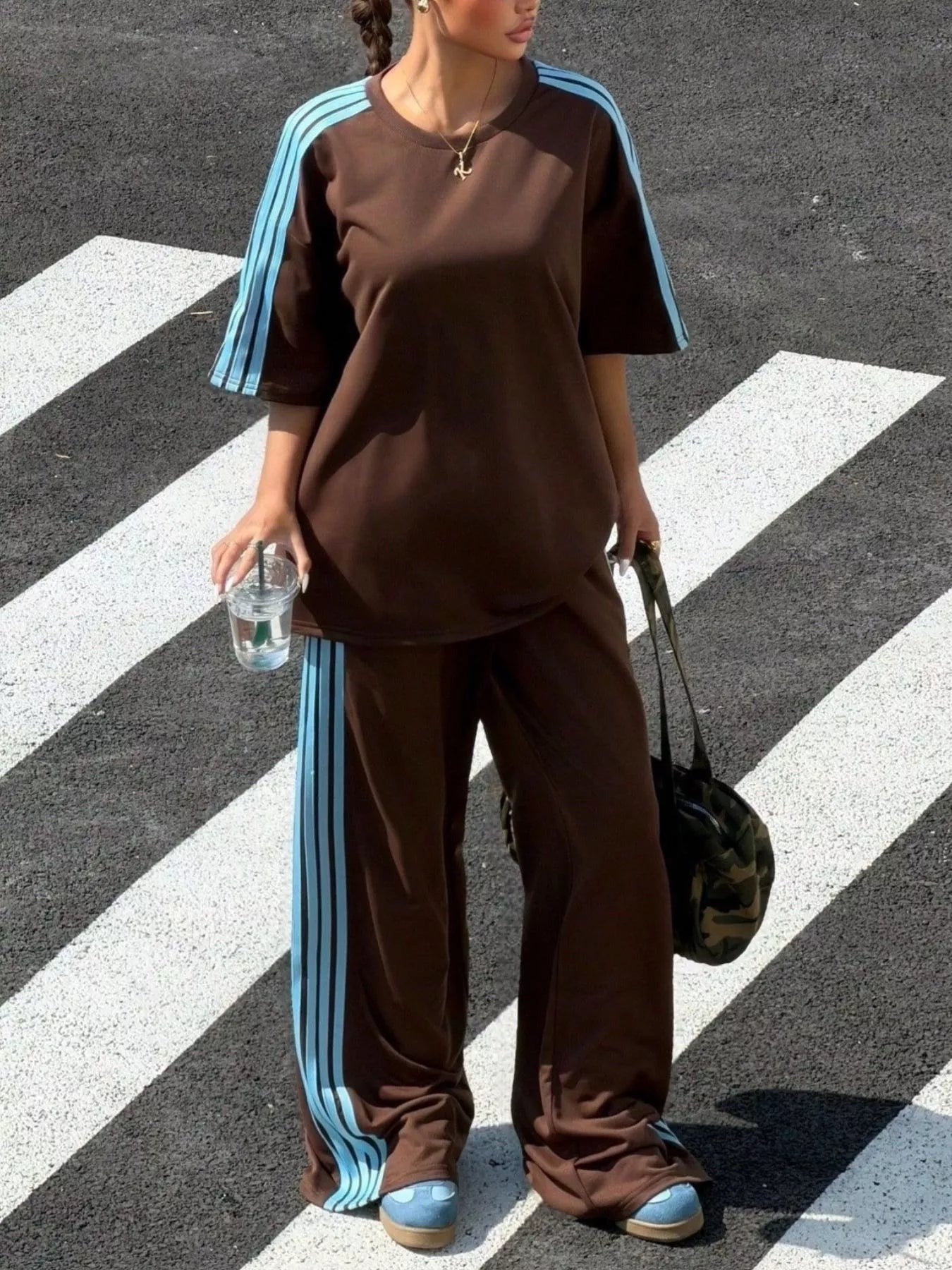 Striped Short Sleeve Top and Pants Set