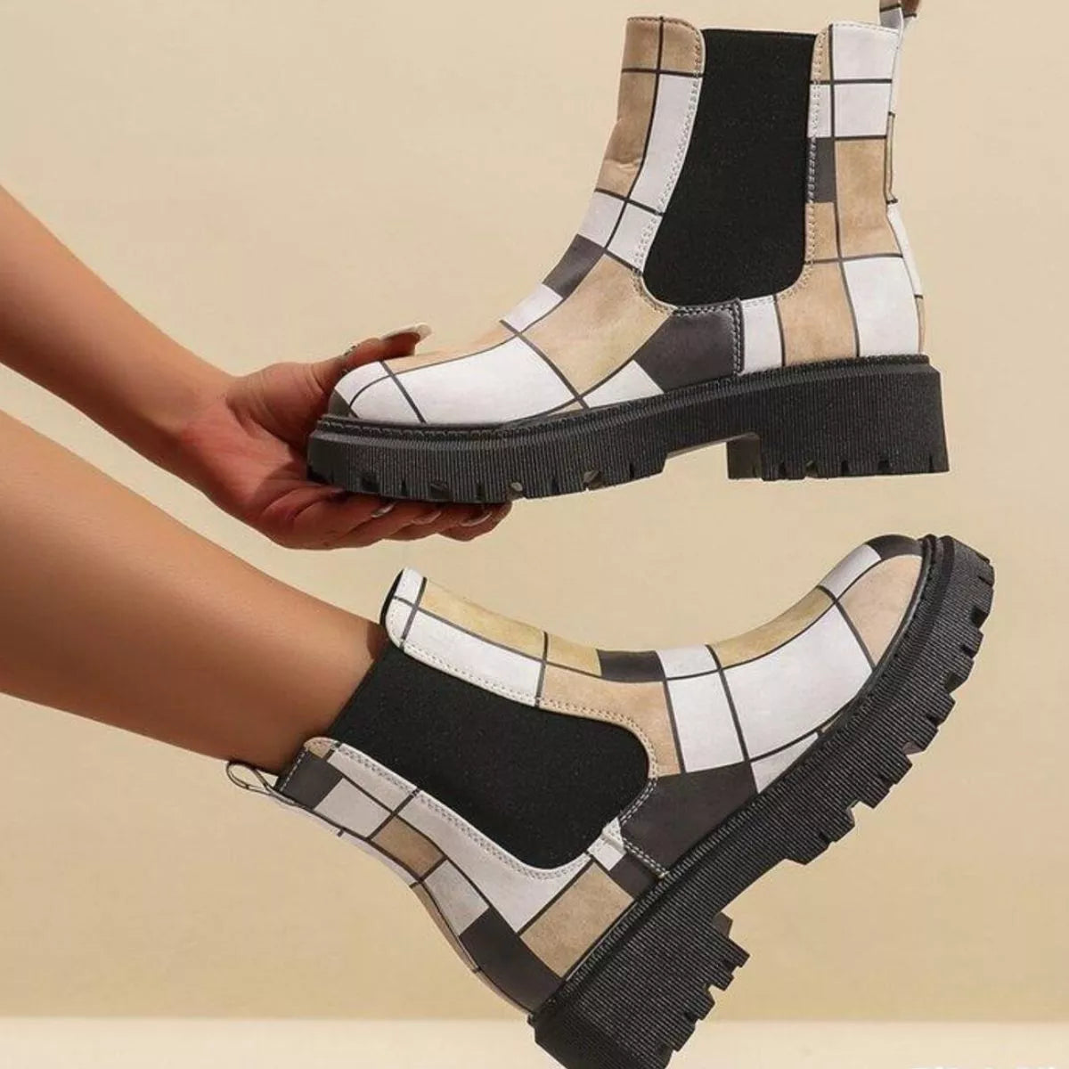 Round Toe Chunky Heel Ankle Boots