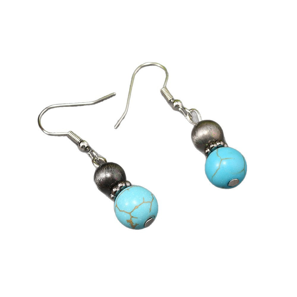 Retro Turquoise Earrings Sterling Silver High Sense