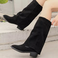 Point Toe Block Heels Boots