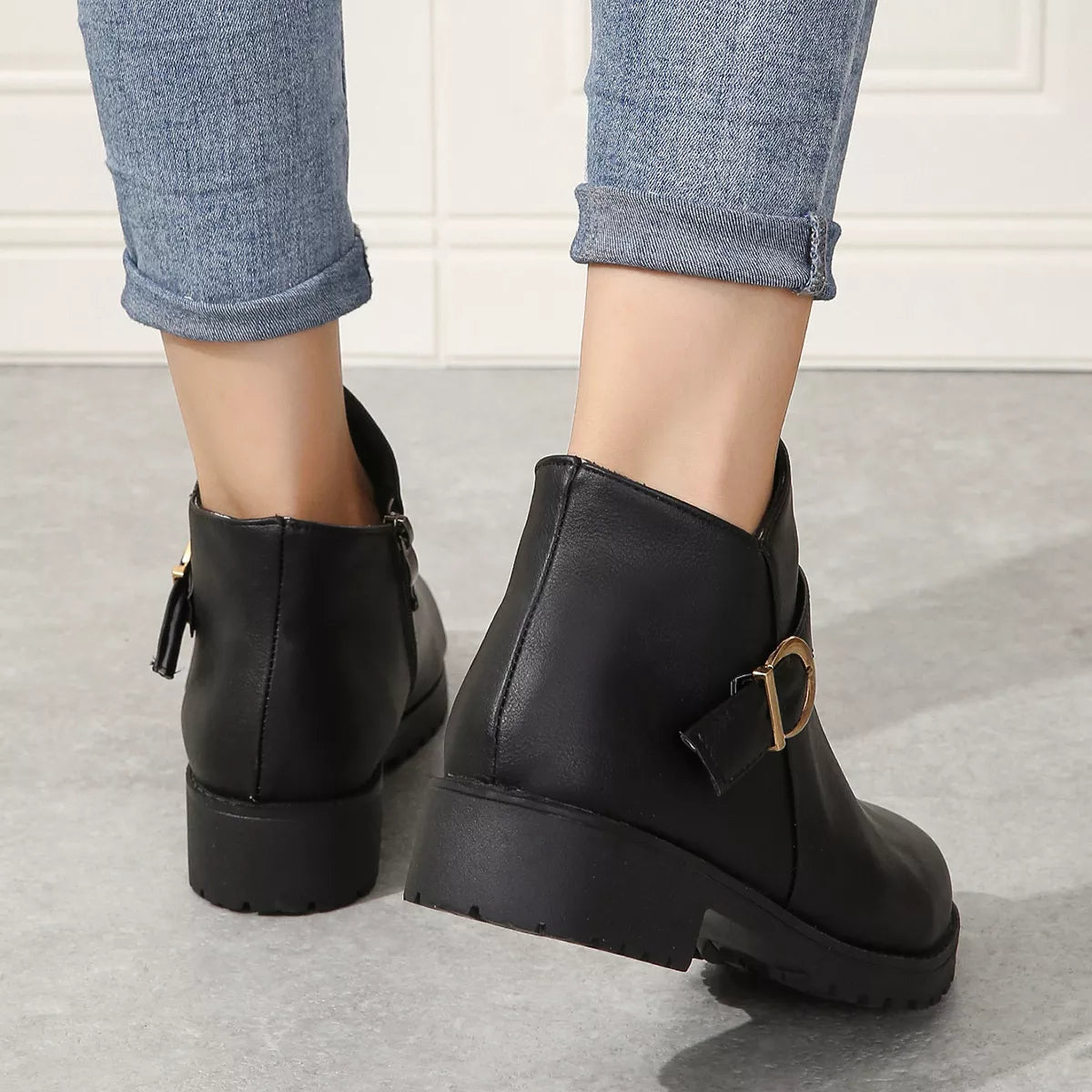 Buckle Accent Ankle Boots