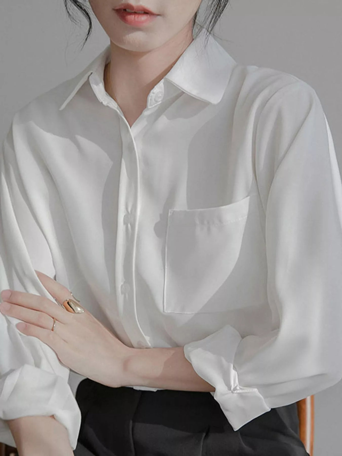 Full Size Button Up Long Sleeve Shirt Plus Size