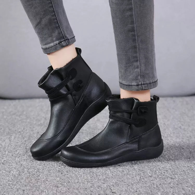 Button Detail Ankle Boots