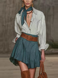 Button Up Shirt and Polka Dot Skirt Set
