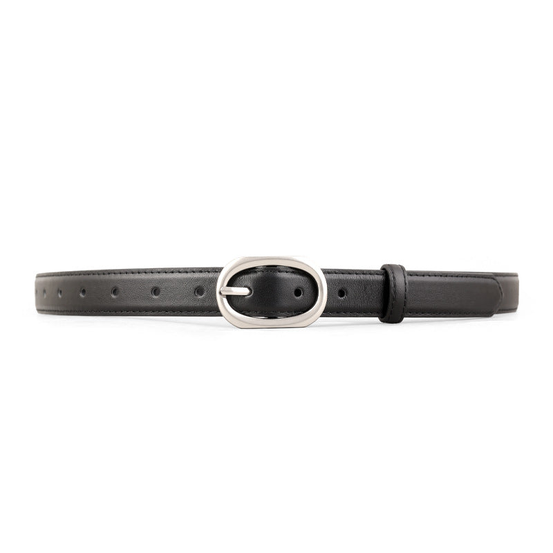 Oval Buckle Leather Belt