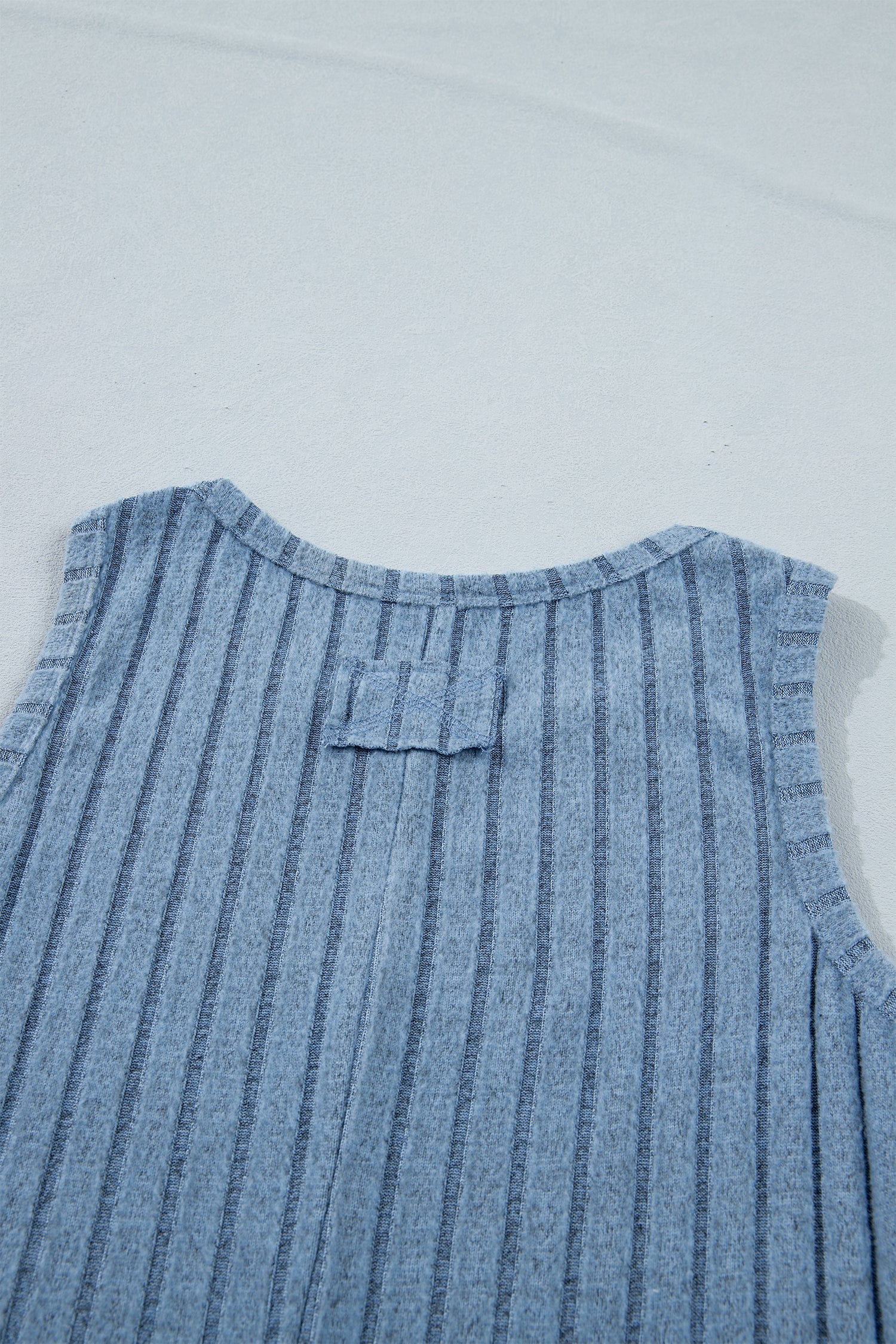 Sky Blue Slim Ribbed Mineral Wash Tank Top