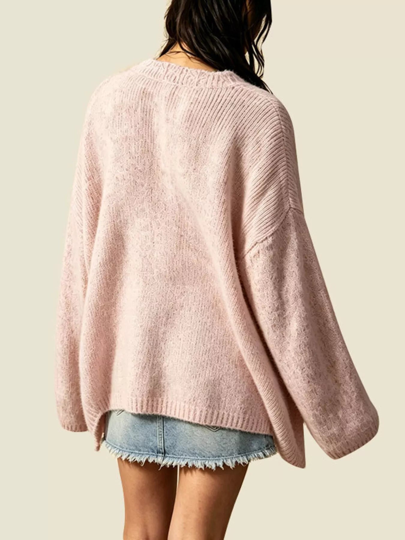 V-Neck Button-Down Knit Cardigan