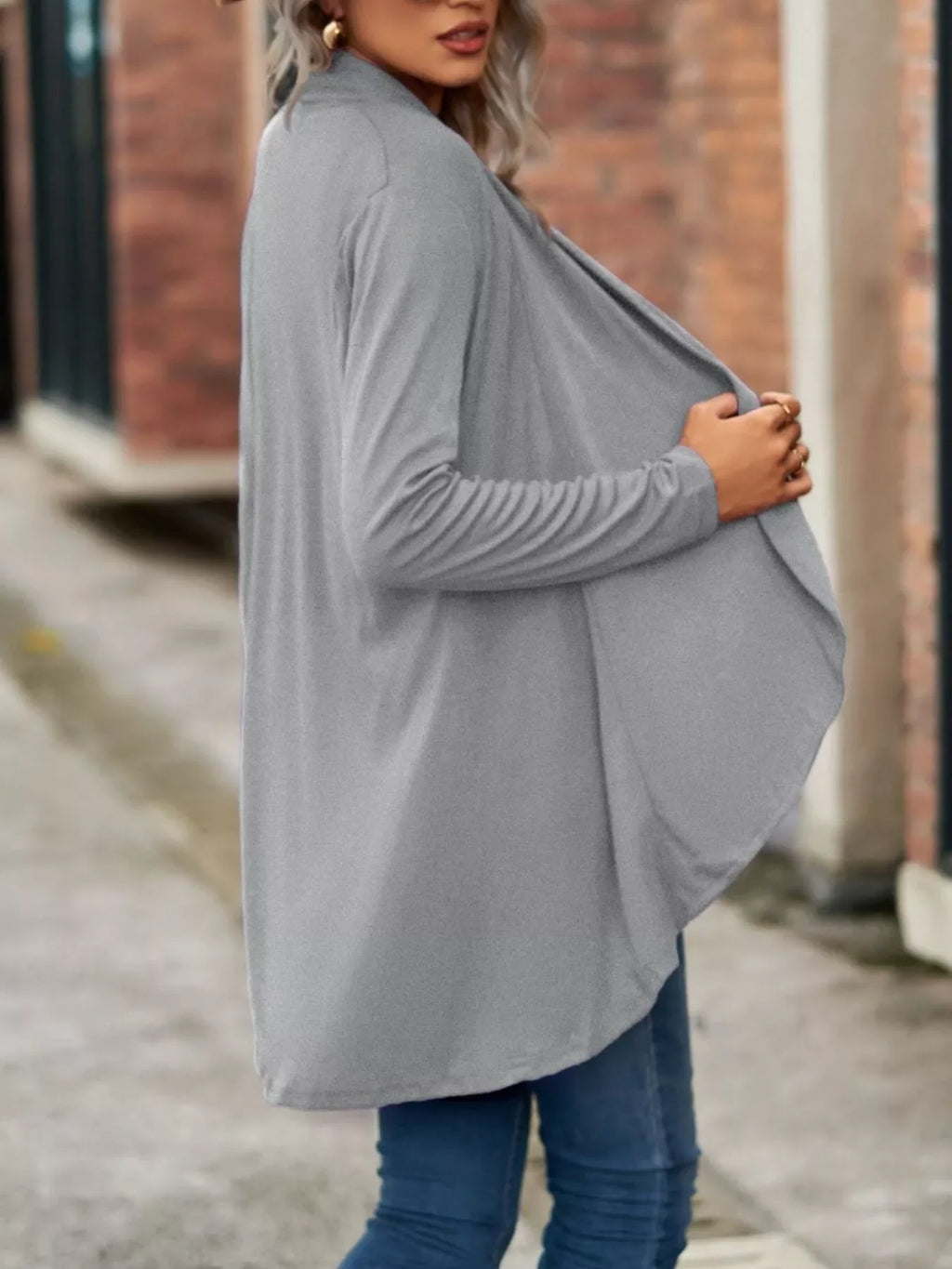 Open-Front Dropped Shoulder Cardigan