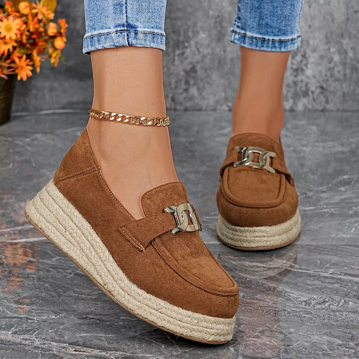Round Toe Platform Loafers