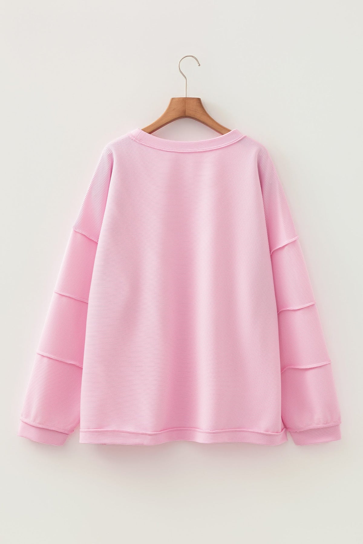 Plus Size Solid Ribbed Drop Shoulder Top