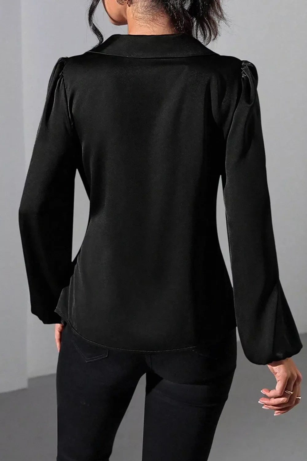 Satin Tied Detail Long Sleeve Blouse