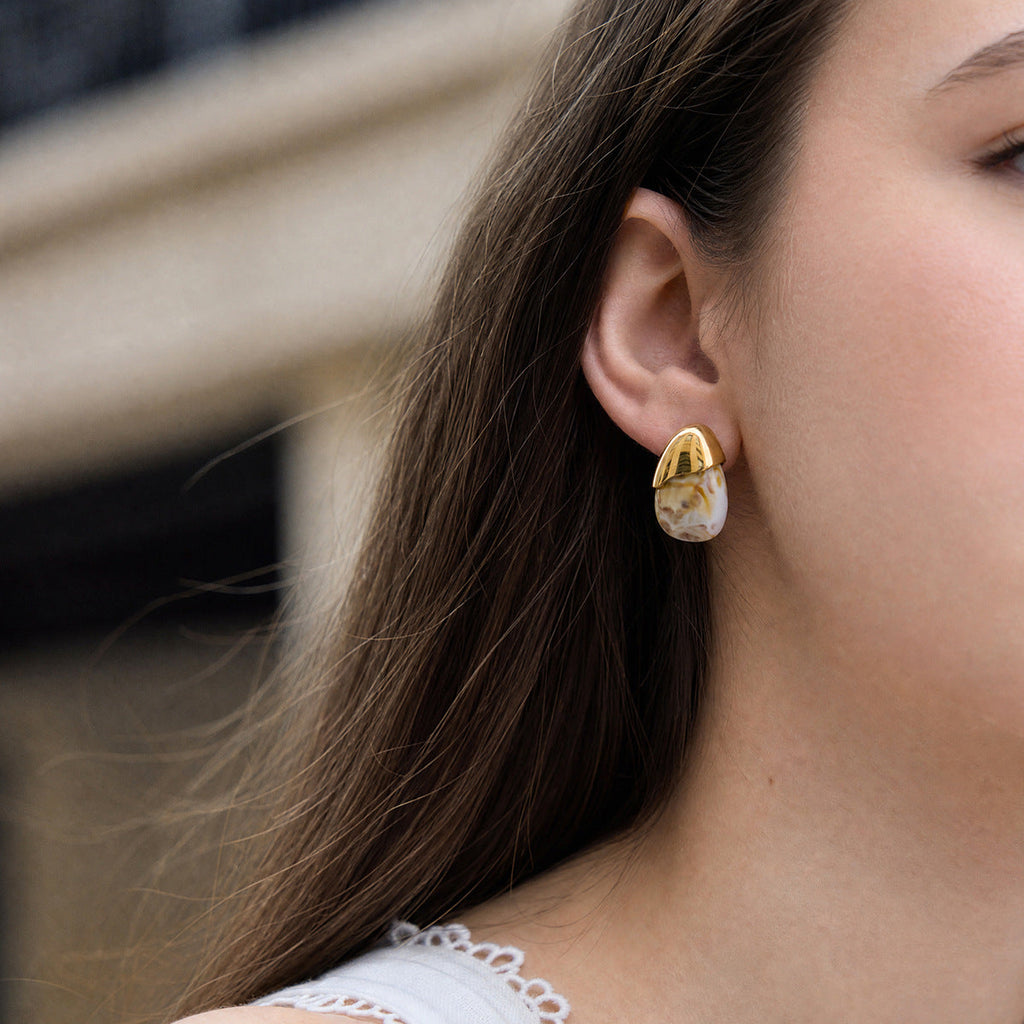 Marbled Resin Stud Earrings Collection