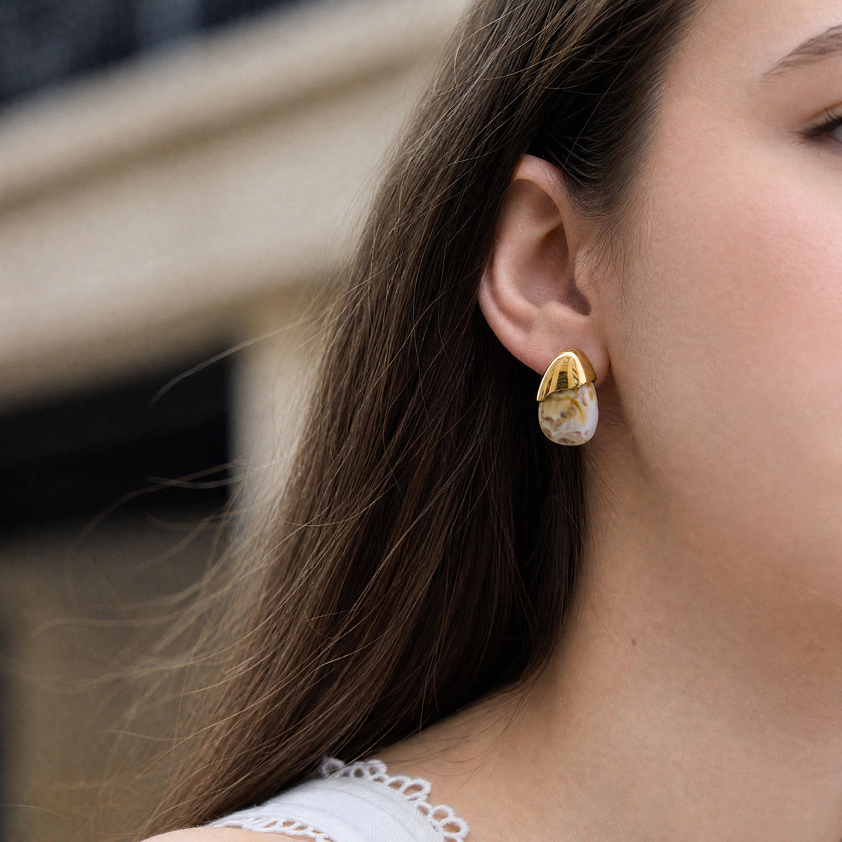Marbled Resin Stud Earrings Collection