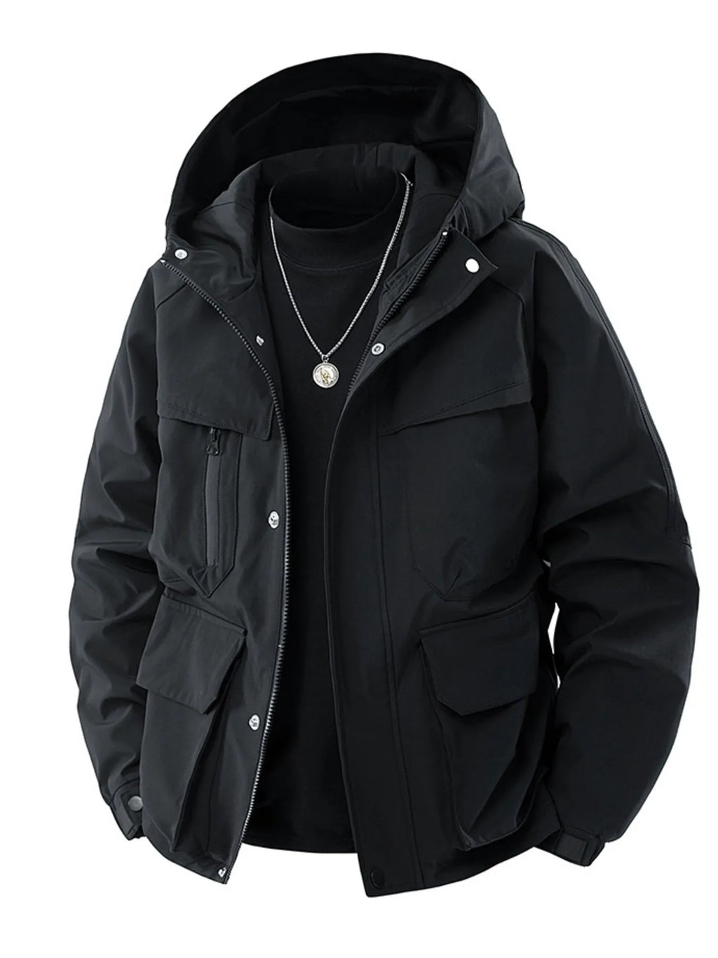 Men's Full Size Zip Up Long Sleeve Hooded Jacket Plus Size