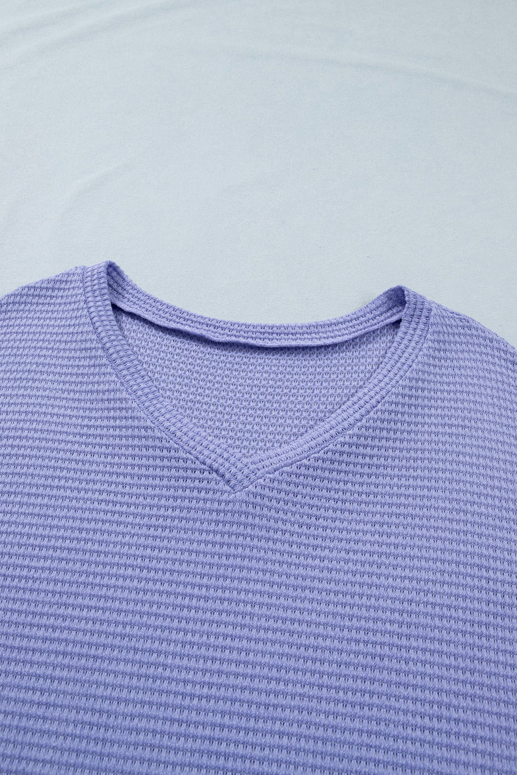 Wisteria V Neck Short Sleeve Plus Size Waffle Knit Top