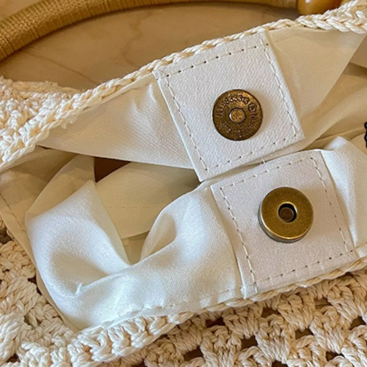 Crochet Knit Beaded Strap Shoulder Bag