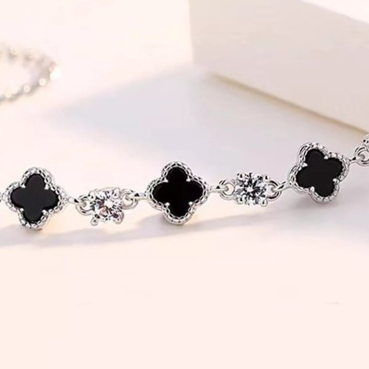 925 Sterling Silver Clover Charm Bracelet