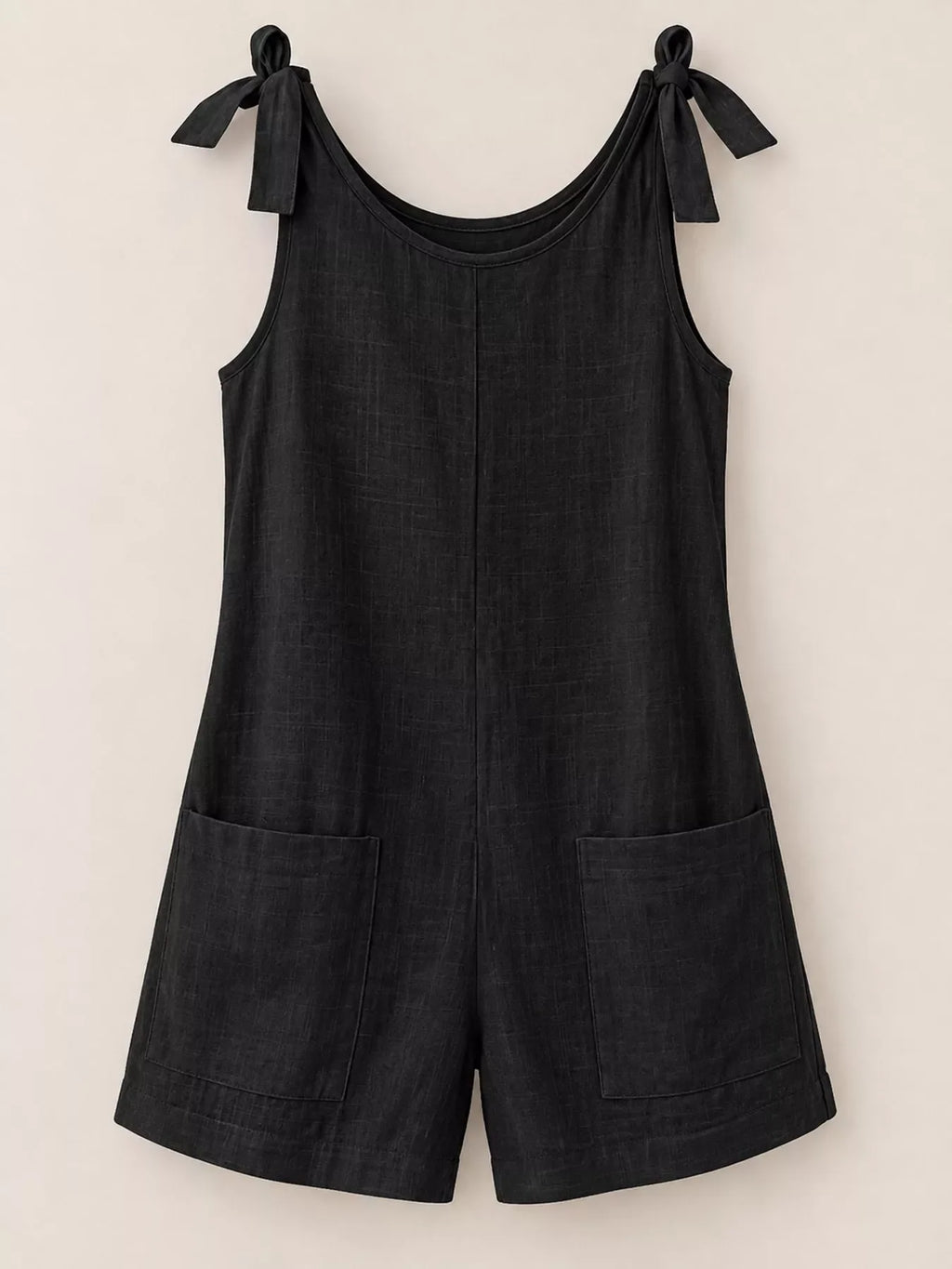 Full Size Tie-Shoulder Romper with Pockets Plus Size