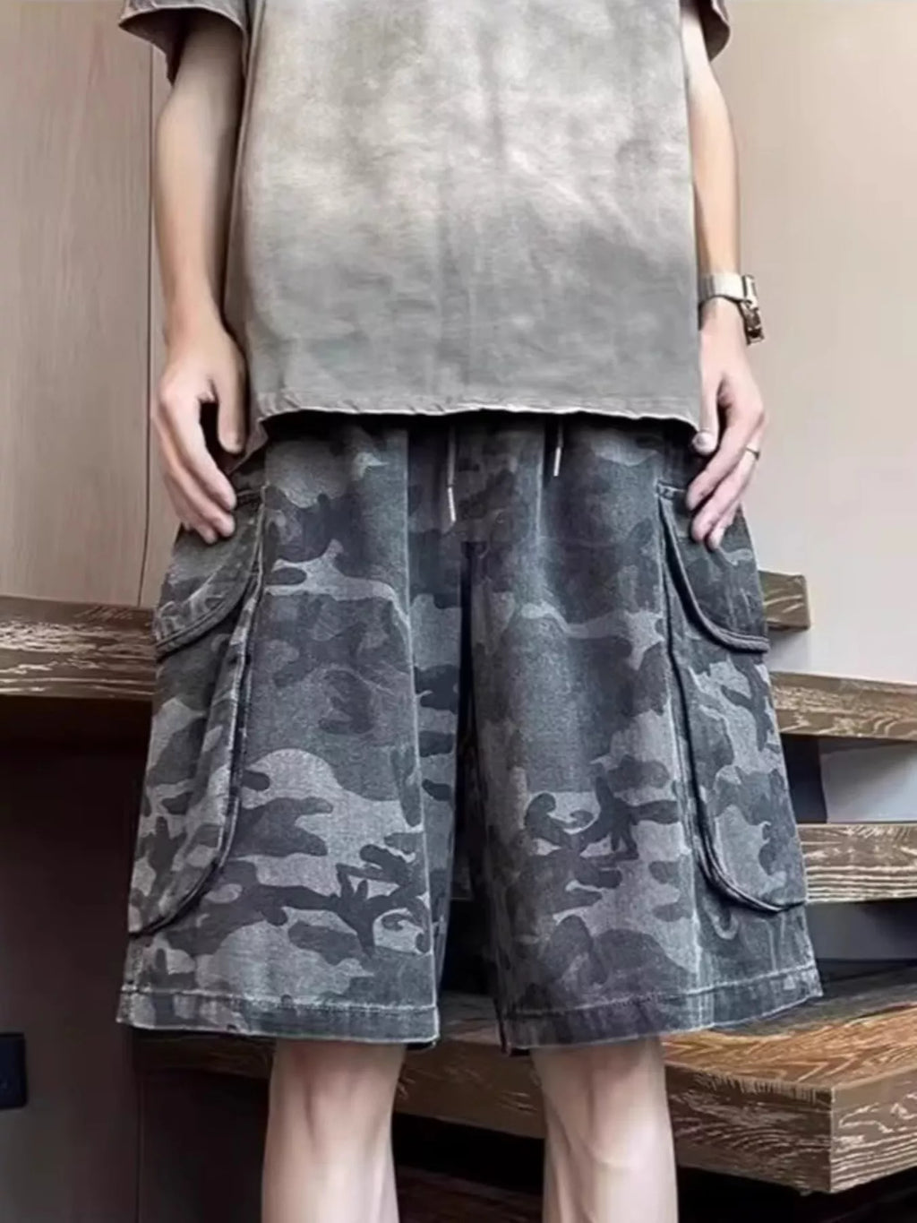 Men's Plus Size Casual Camouflage Cargo Shorts