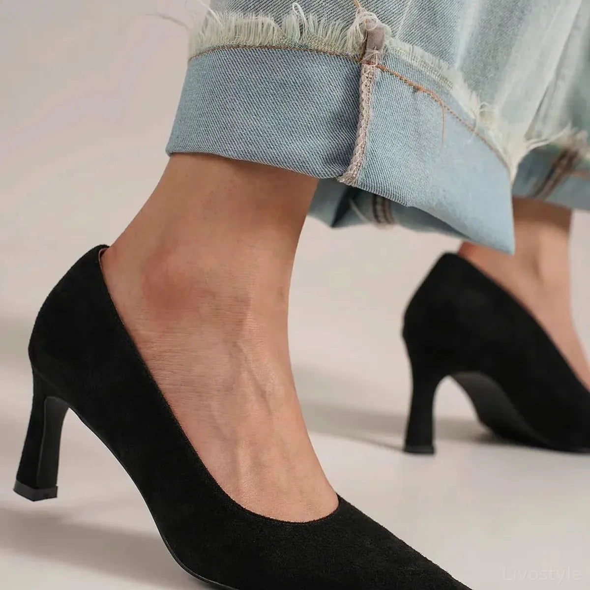 Faux Suede Mid-Heel Pointed Toe Pumps