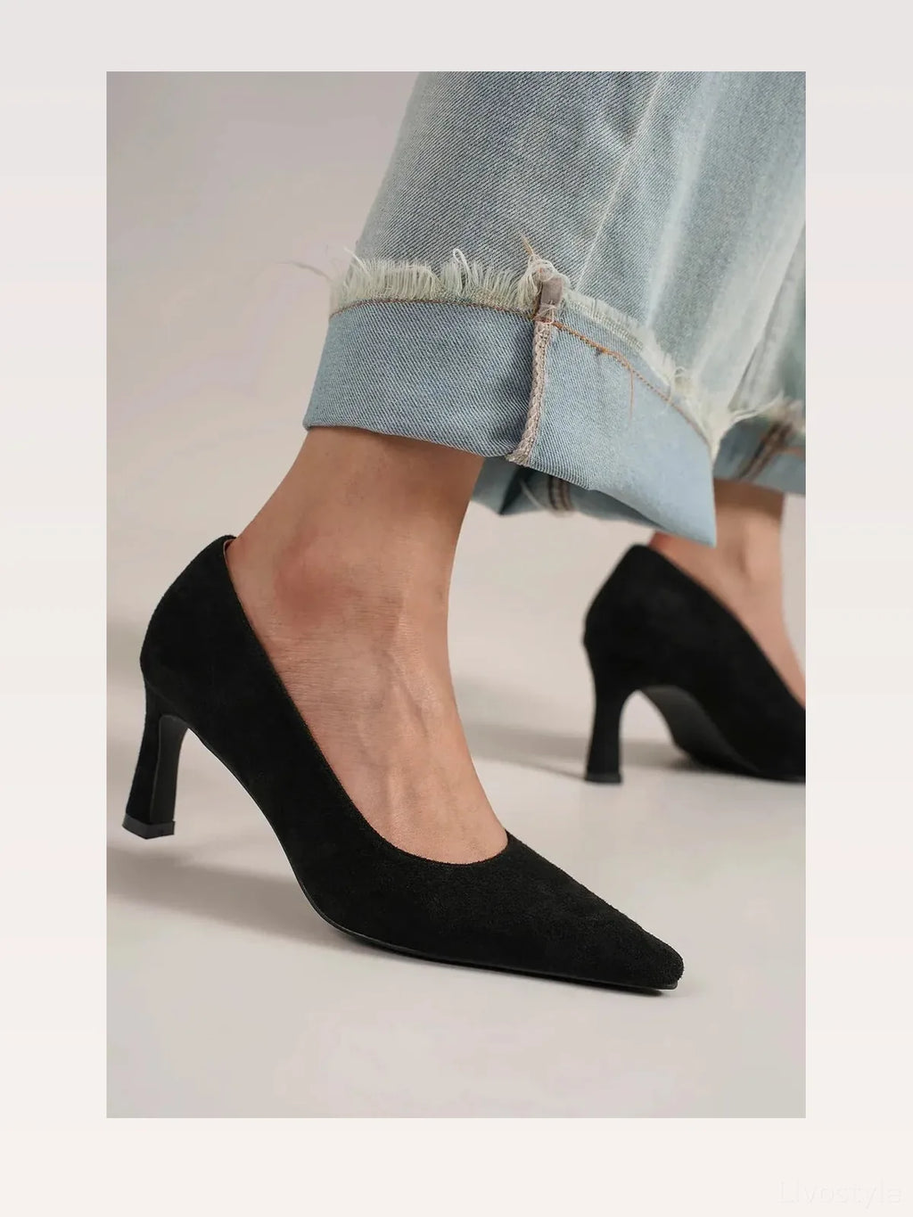 Faux Suede Mid-Heel Pointed Toe Pumps