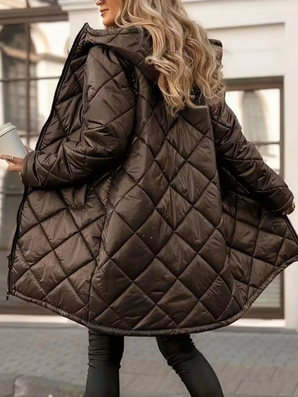 Quilted Longline Puffer Outerwear with Hood