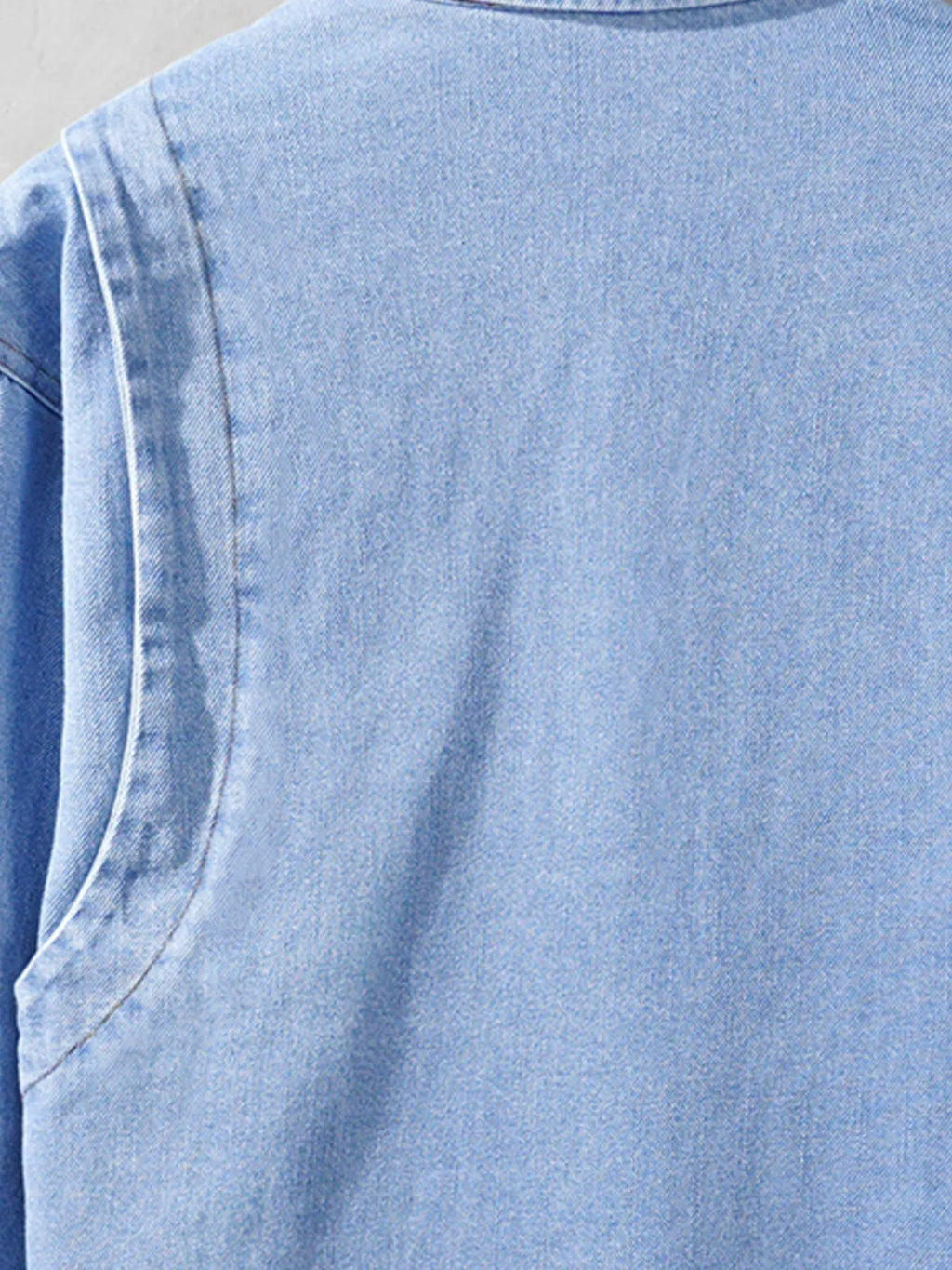 Men's Plus Size Button Up Long Sleeve Denim Shirt