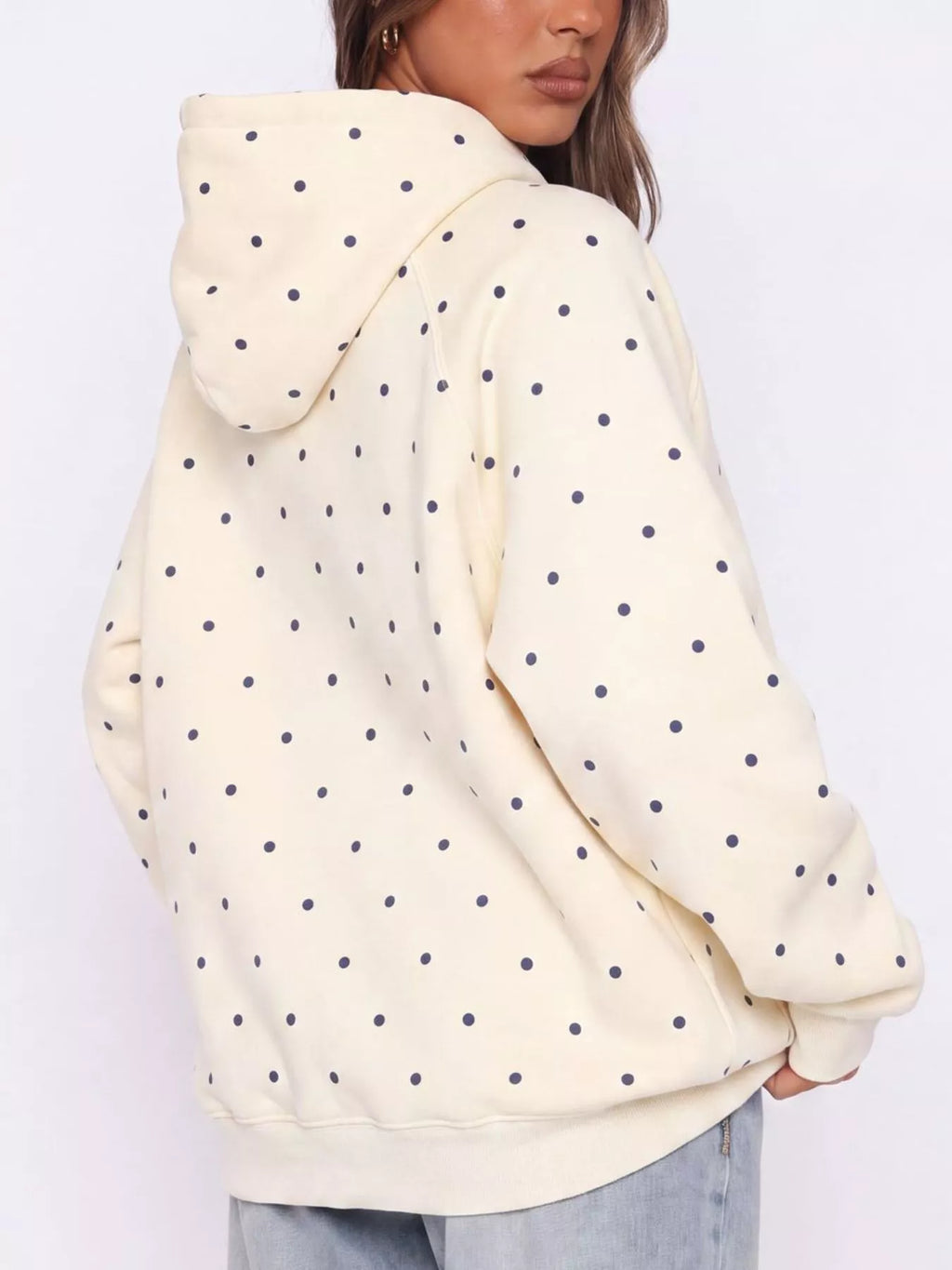 Polka Dot Raglan Sleeve Hoodie