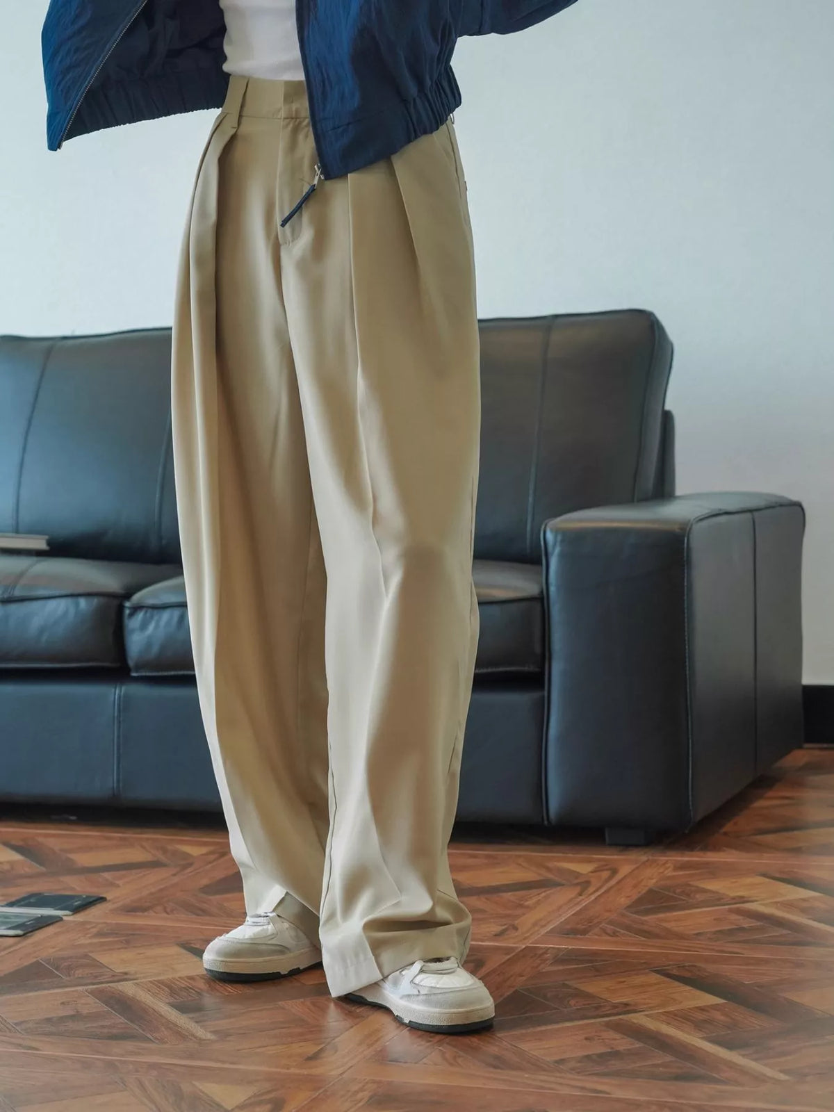 High-Waisted Pleated Wide-Leg Pants