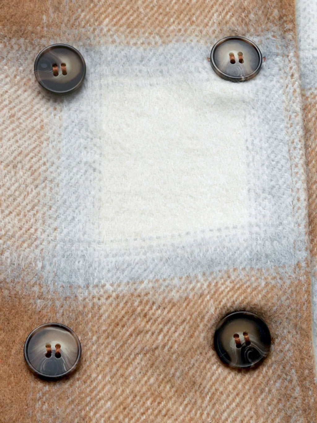 Plaid Longline Button Jacket with Patch Pockets