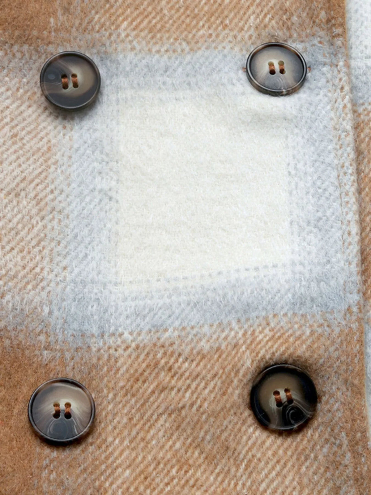Plaid Longline Button Jacket with Patch Pockets
