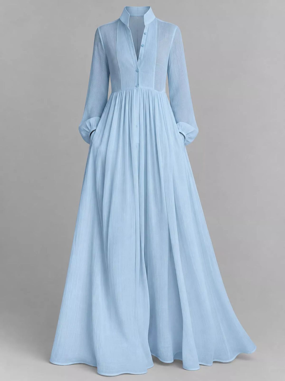 Full Size Long-Sleeve Button Front Maxi Dress Plus Size
