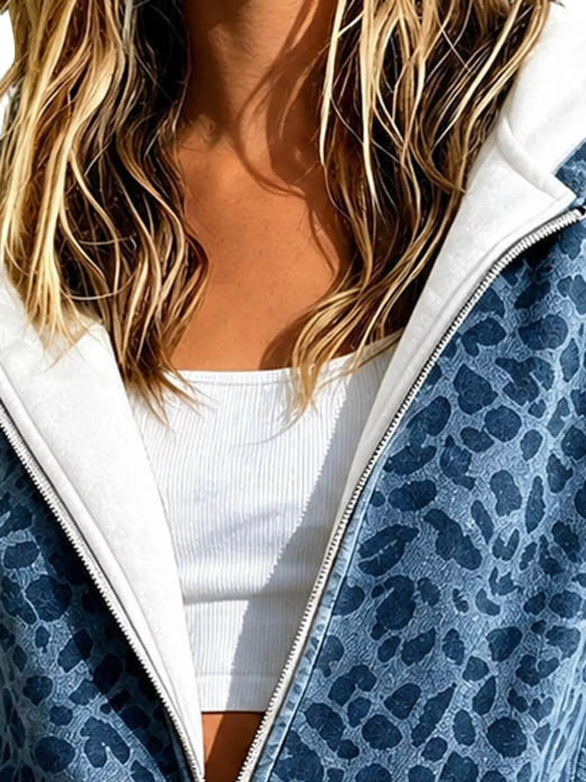 Full Size Leopard Zip Up Hoodie Plus Size