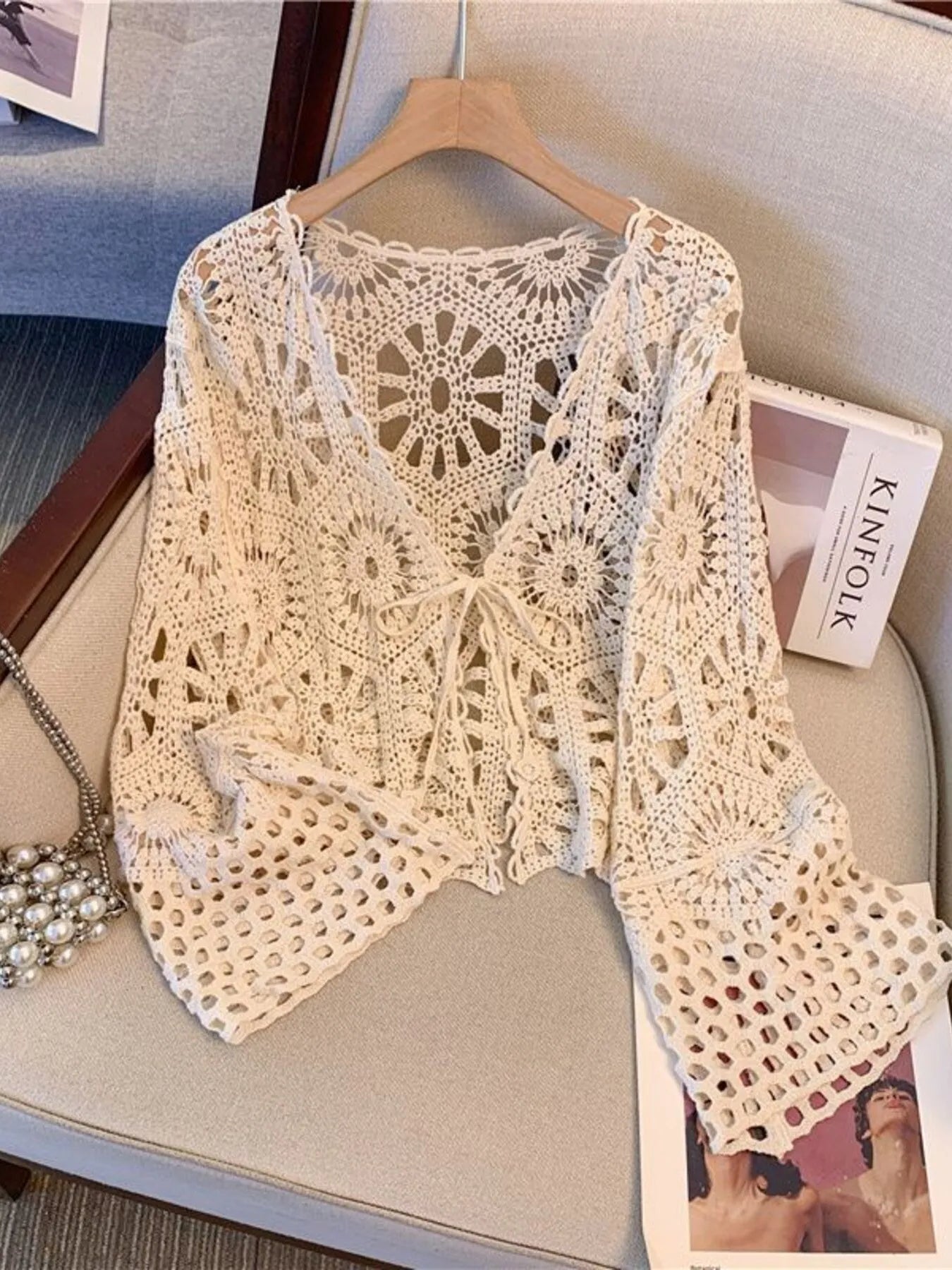Crochet Tie Front Cardigan