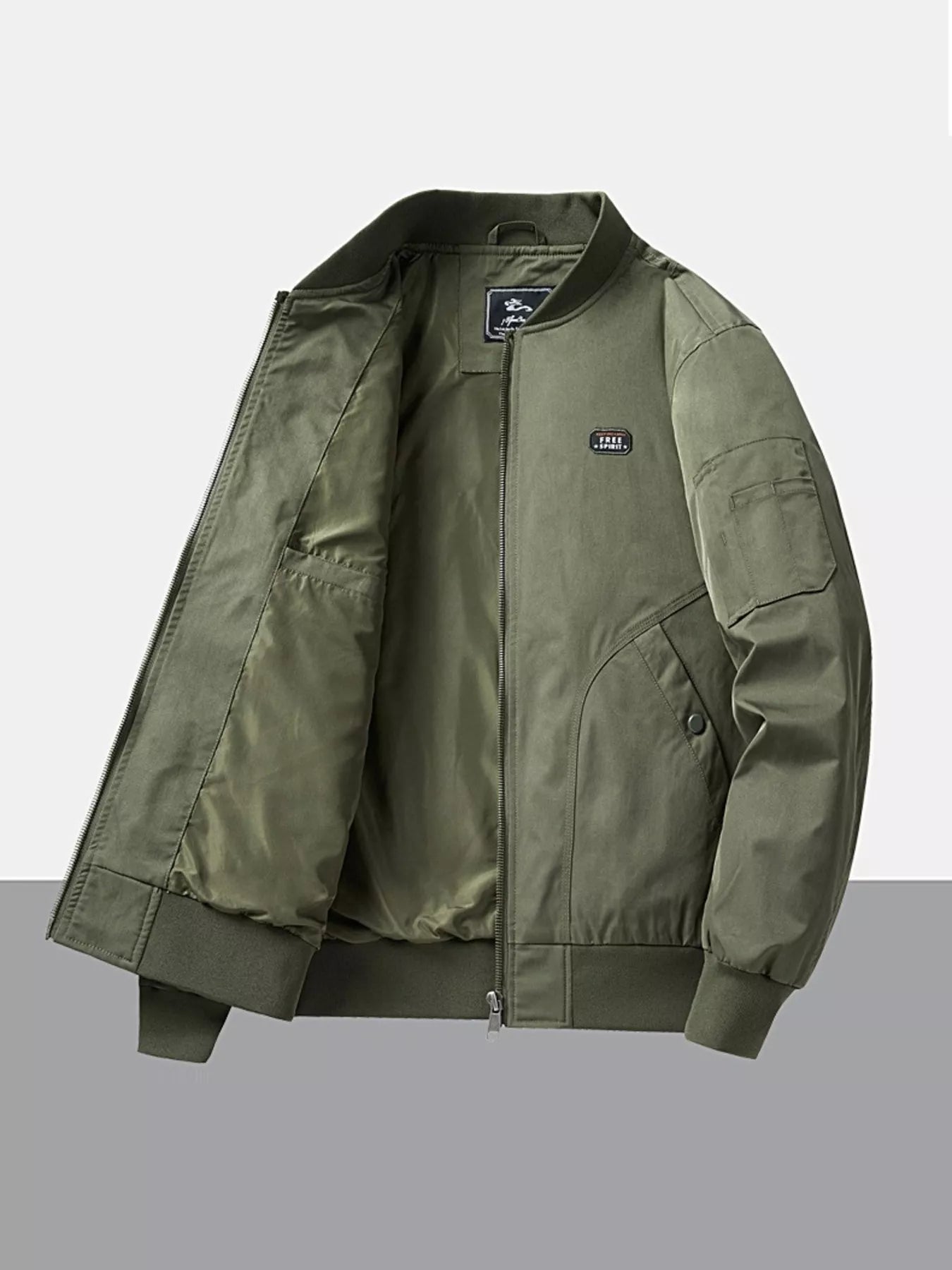Men's Plus Size Zip Up Long Sleeve Jacket