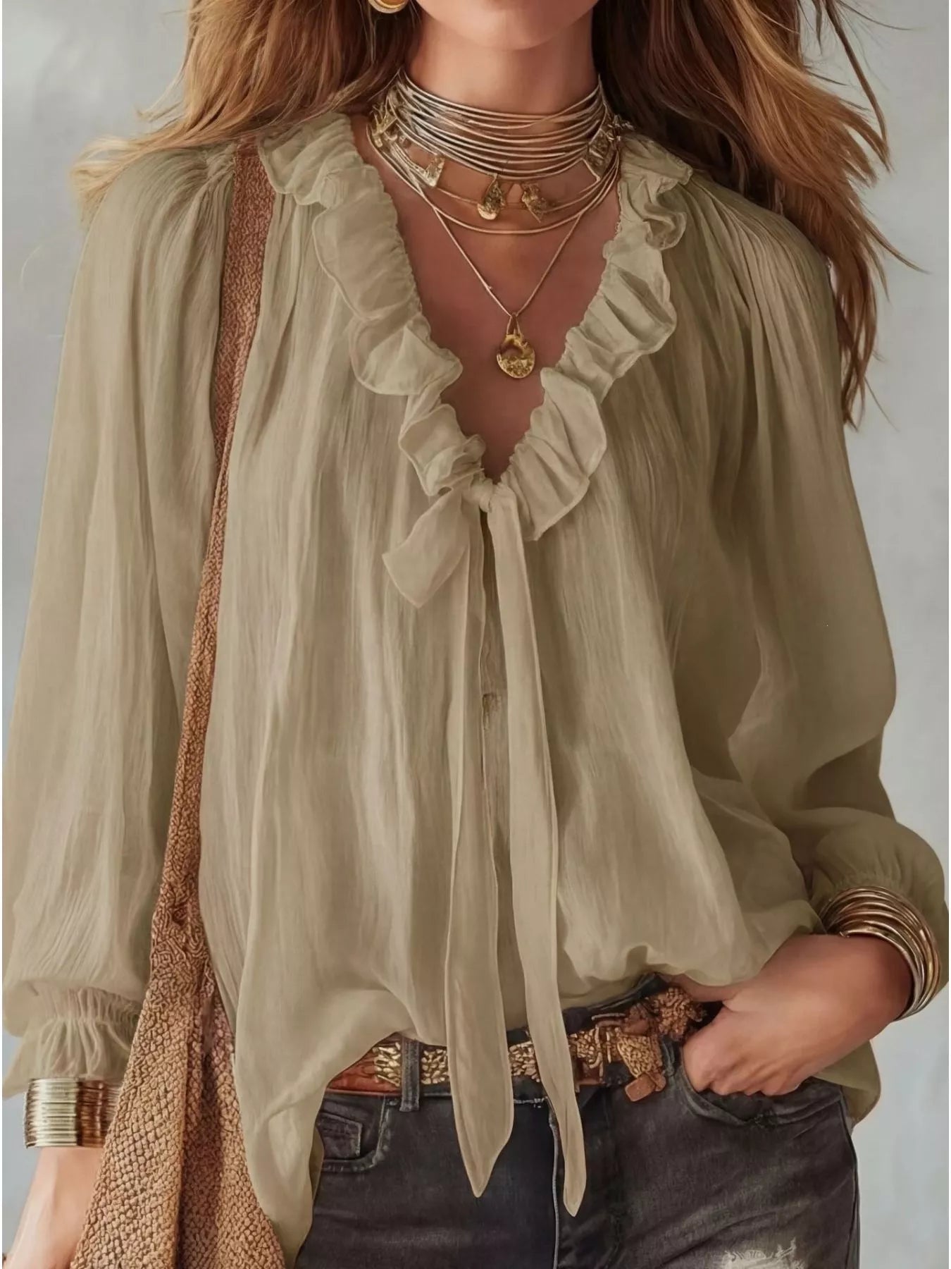 Ruffle Long Sleeve Blouse