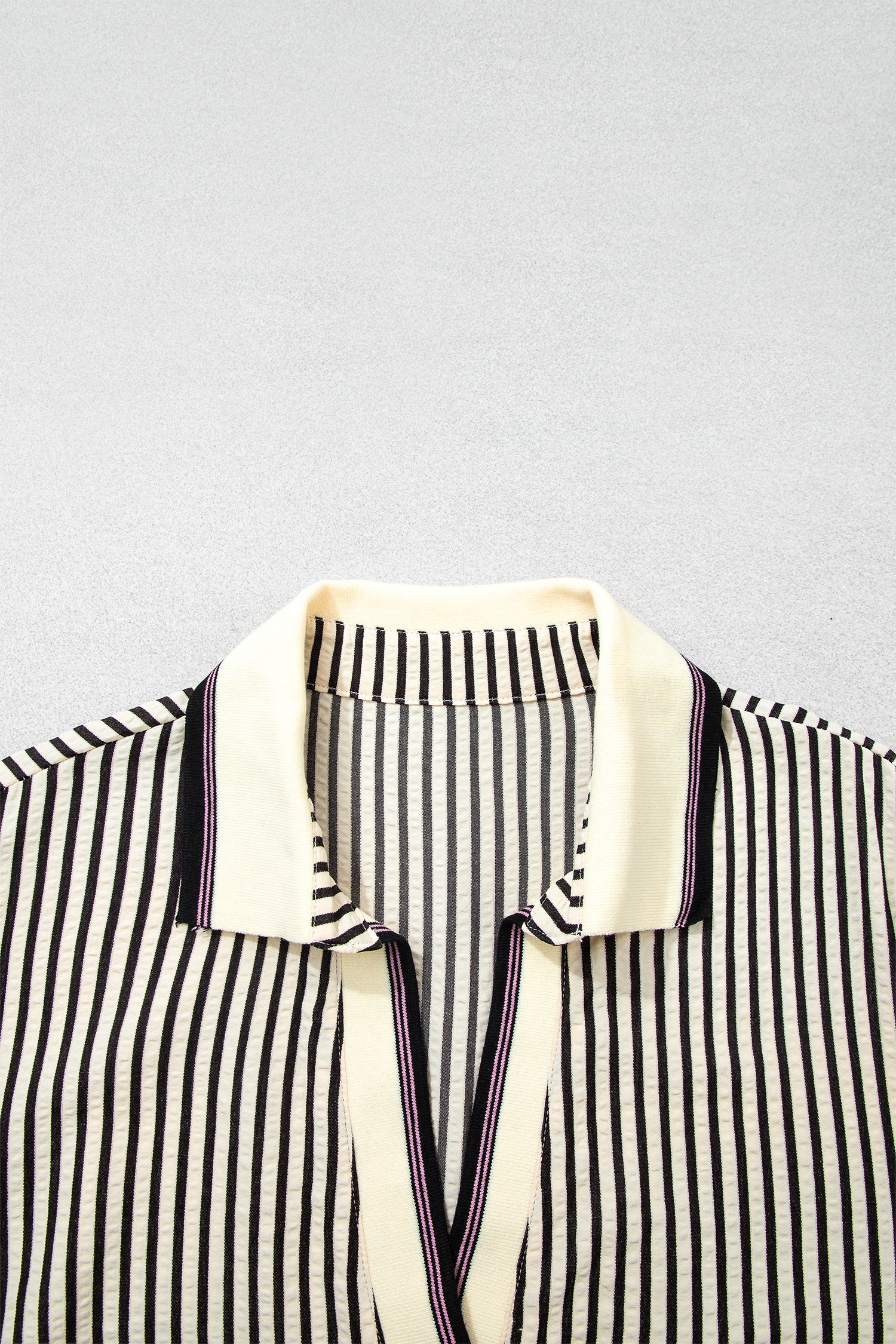 Black Stripe Patchwork Striped V Neck Tunic Plus Size Blouse