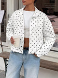 Polka Dot Zip Up Cropped Jacket