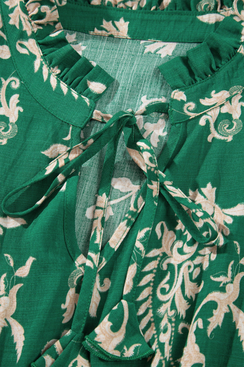 Green Floral Print V Neck Shift Dress Plus Size Dress