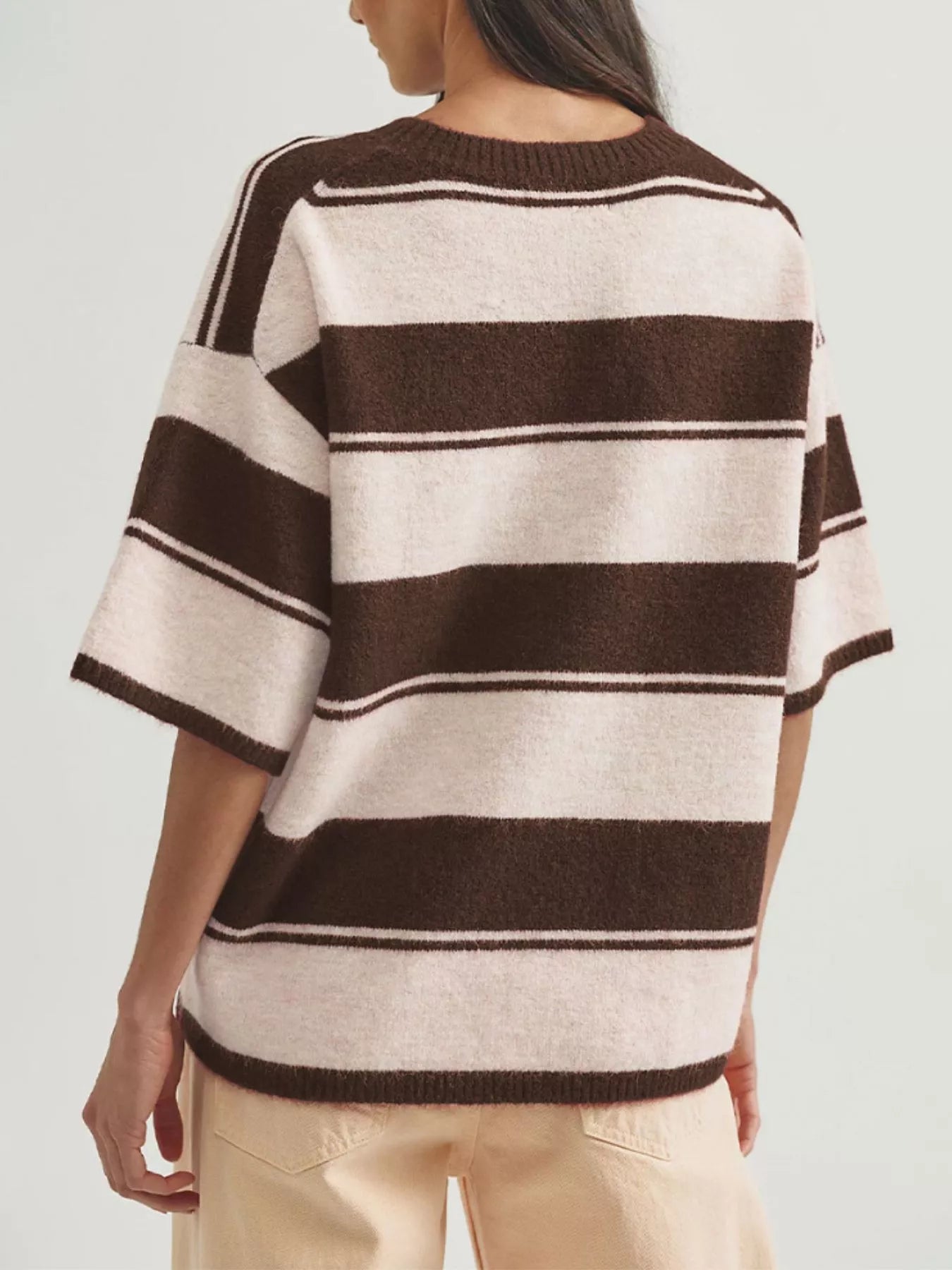 Striped Half Sleeve Sweater