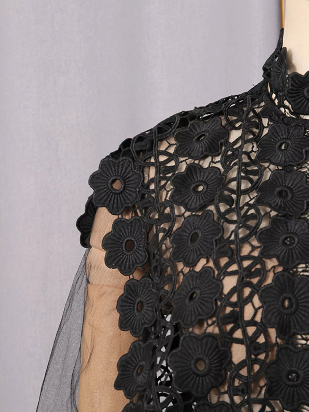 Lace Sheer Sleeve Mini Dress