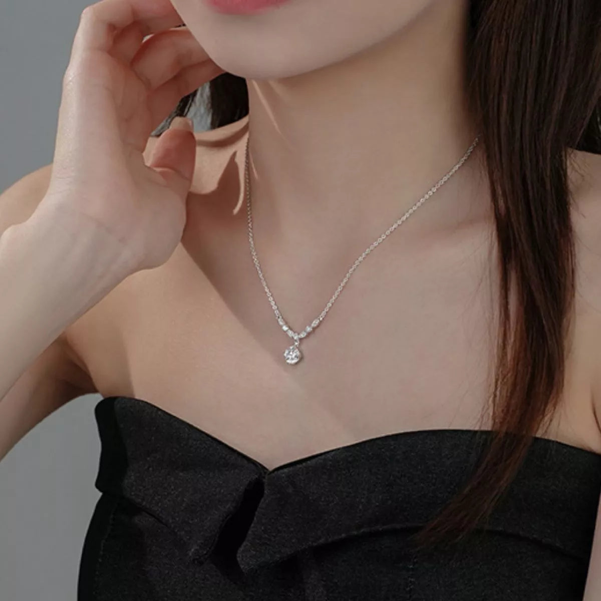 925 Sterling Silver Zircon Pendant Necklace
