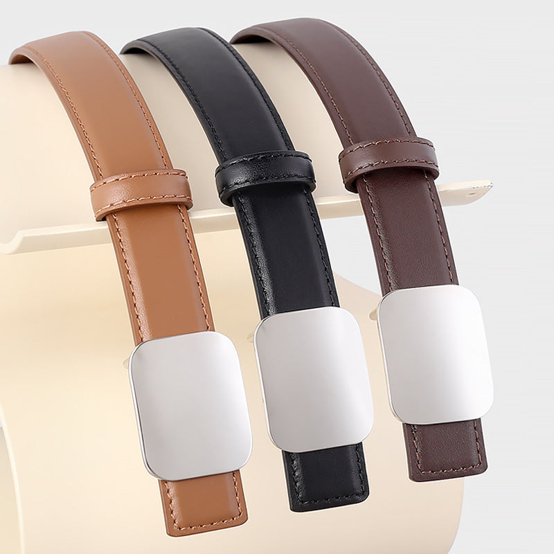 Square Buckle Leather Belt